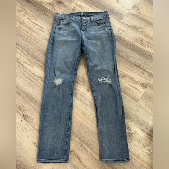 7 For All Mankind Denim - 7 for all mankind button fly light wash denim jeans